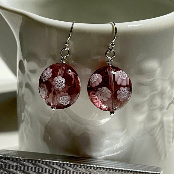 Authentic Amethyst (purple) Murano Earrings - Picture 1 of 4